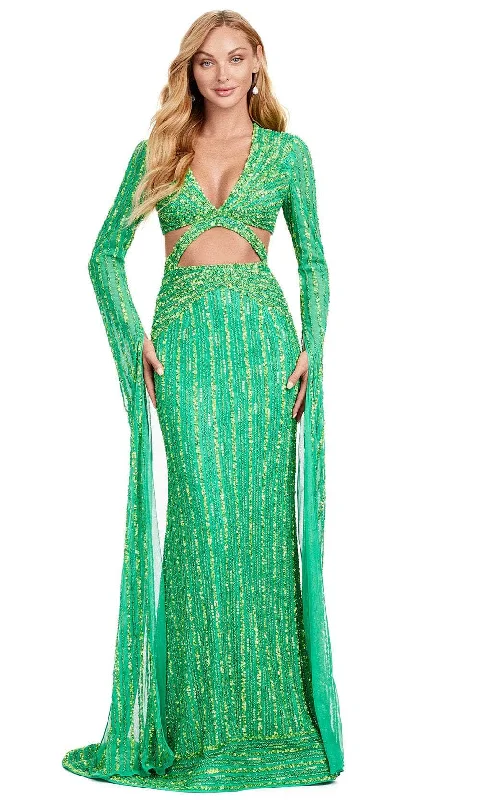 Elegant Clothing Ashley Lauren 11485 - Long Cape Sleeve Cutout Prom Gown