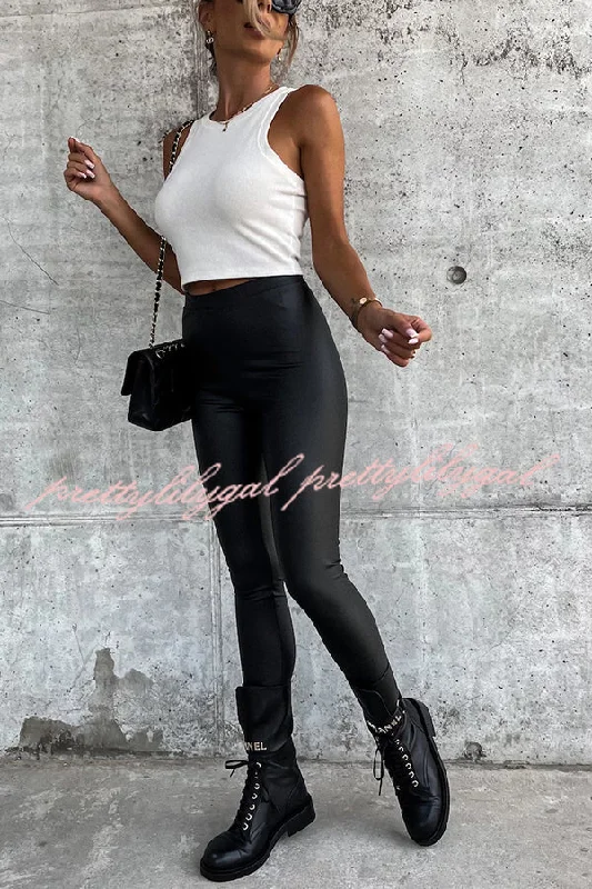 Graceful Fashion Viminni Faux Leather High Rise Stretch Legging Pants