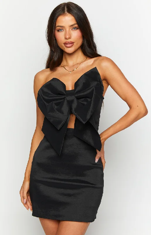 Urban Femme Streetwear Nadia Black Bow Mini Dress