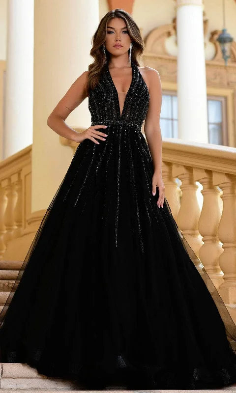 Hot Deals Ava Presley 38926 - Plunging Neckline Beaded Ballgown