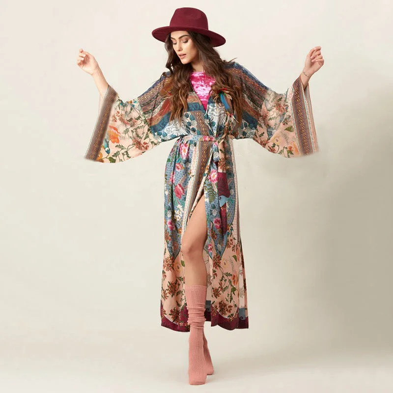 Fashionable Dresses for Women Floral Boho Summer Kimono