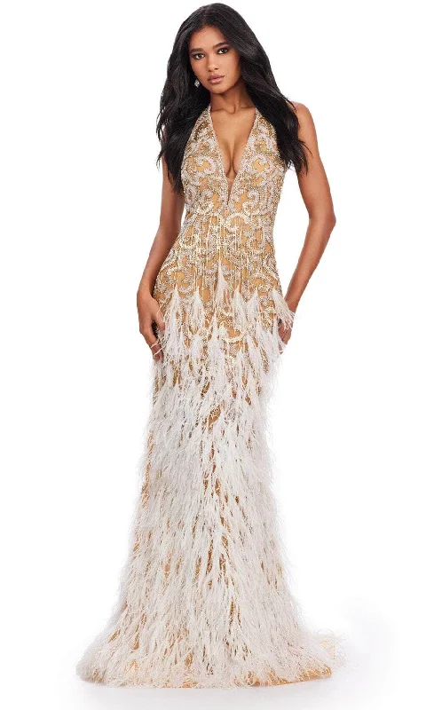 Latest Trends Ashley Lauren 11514 - Fringe Embellished Halter Neck Prom Gown