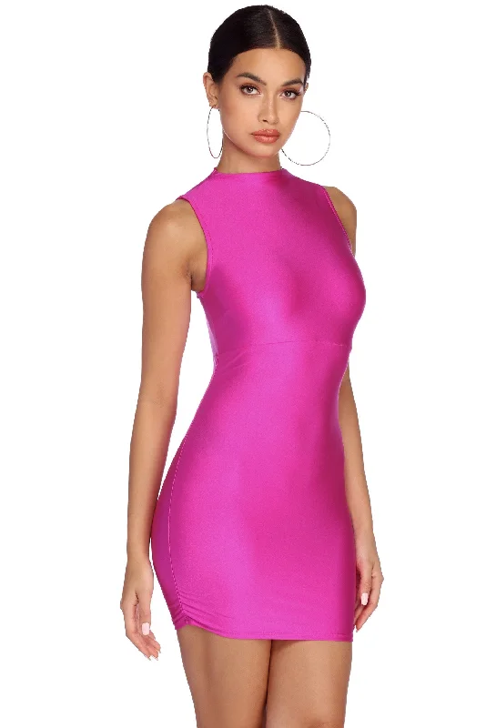 Women's Fashion Clothing Ruched Nights Neon Mini Dress