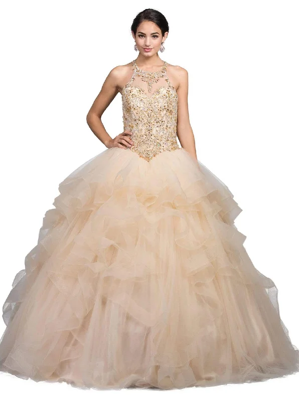 Versatile Outfits Dancing Queen - 1231 Embellished Halter Quinceanera Ballgown