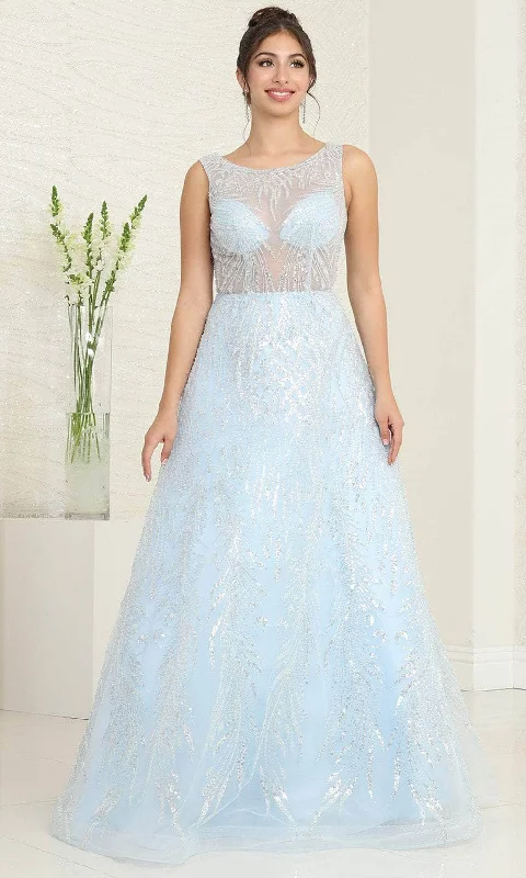 Trendy And Individual Women's Fashion May Queen RQ8081 - Illusion Bodice Scoop Prom Gown