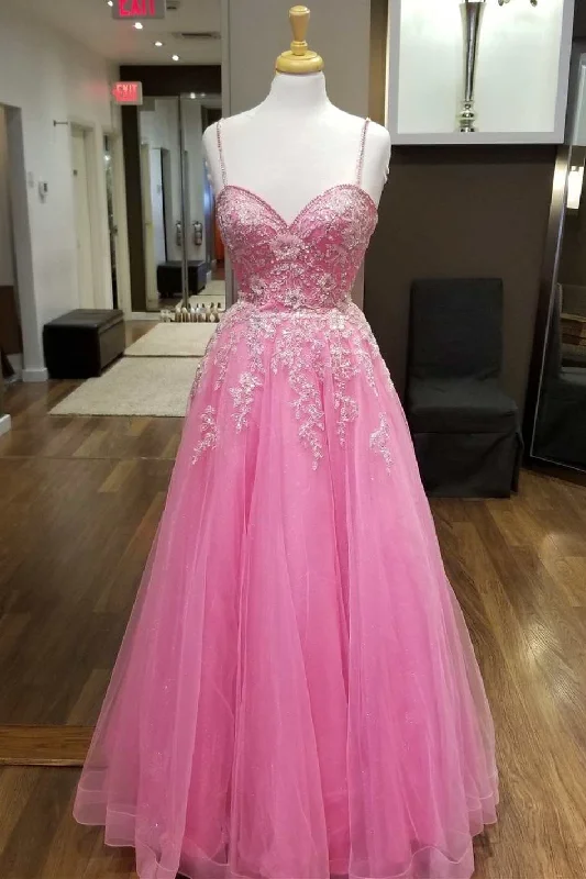 High Street Women’s Fashion for Trendy Shoppers Hot Pink Floral Lace Sweetheart A-Line Prom Dress