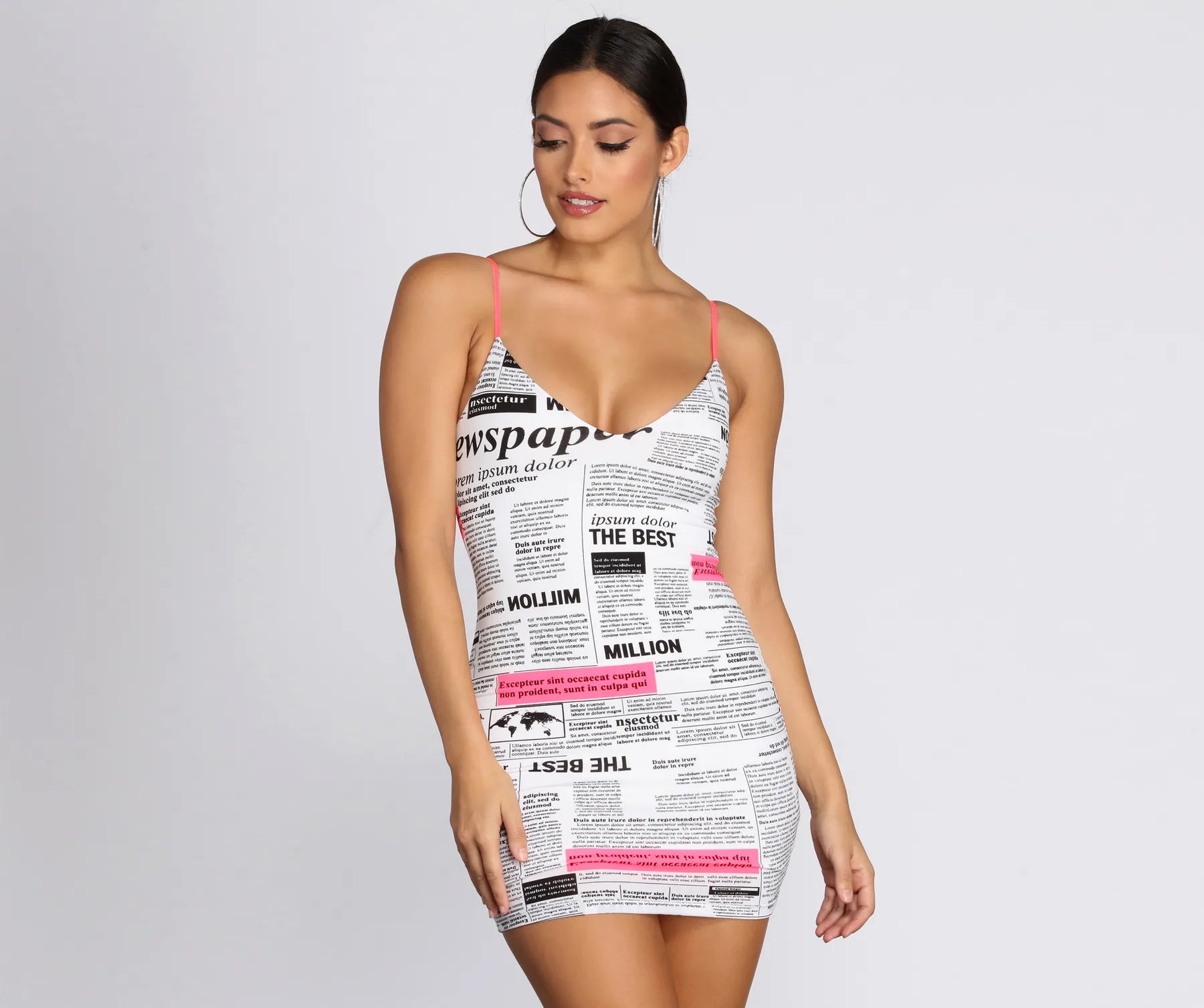 Unleash Your Trend Driven Style All In Knit Together Newspaper Mini Dress