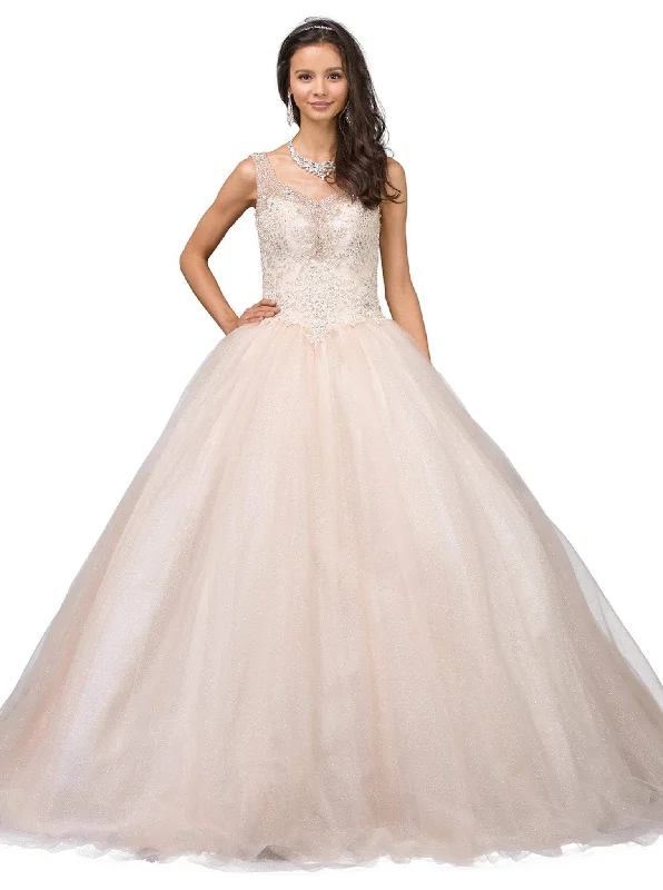 Trendy Fashion For Women Dancing Queen - 1201 Sleeveless Embellished V-neck Quinceanera Ballgown