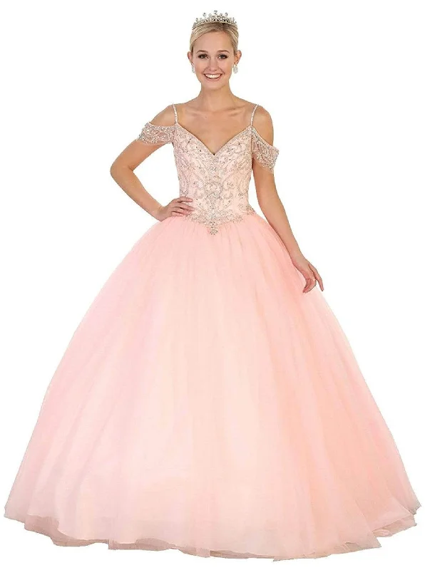 End Of Season Clearance May Queen LK96 - Cold Shoulder Embellished Quinceanera Ballgown