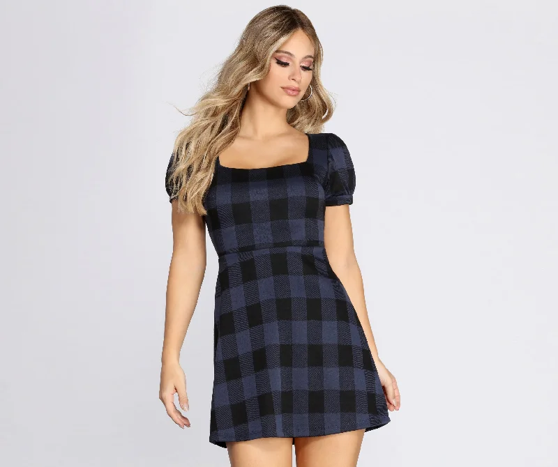 Online Boutique Clothing Check It Plaid Mini Dress