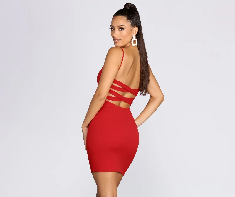 Bid Farewell To The Old Season Sassy Straps Crepe Mini Dress