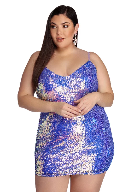 Bold Fashion Plus Sequin Glam Mini Dress