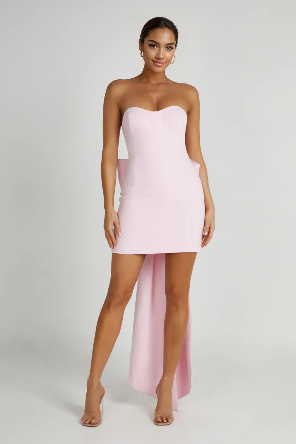 Gift Ideas Meredith Strapless Bow Mini Dress - Blush Pink