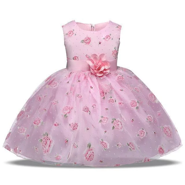 Women Online Clothing Boutiques Girls Dress Pink Princess Lace Flower Girl Dress 4-10 Years