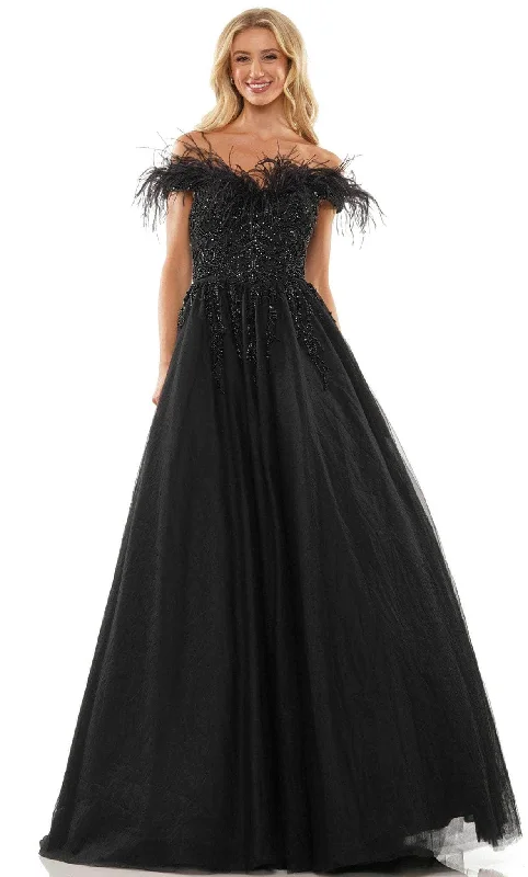 Buy More, Save More Colors Dress 2992 - Feather Accented Off Shoulder Ballgown