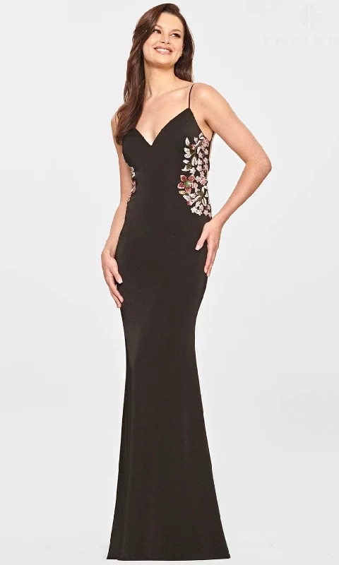 Innovate Your Wardrobe Faviana S10859 - V-Neck Open Back Evening Gown