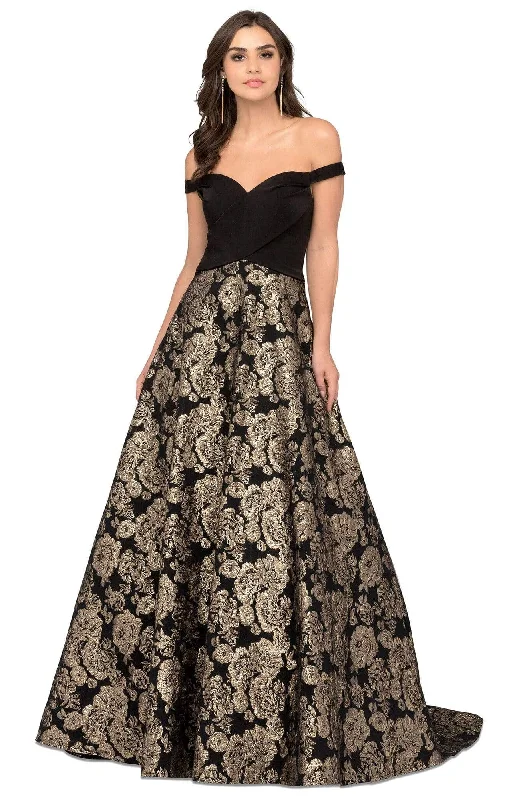 Fashion Sale Cecilia Couture - 1483 Off-Shoulder Printed Ballgown With Train