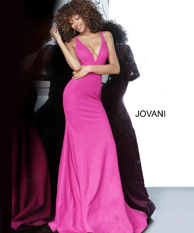 Comfortable Casual Women’s Clothing Jovani 00698 Prom Long Sleeveless Glitter Dress