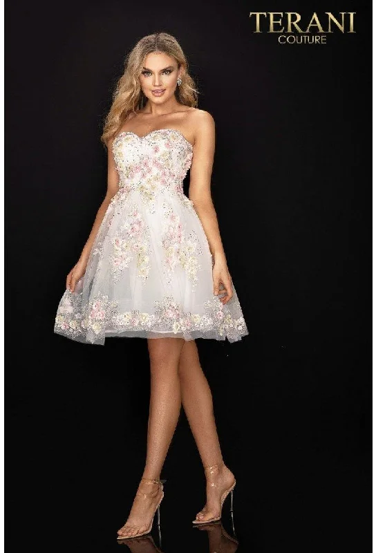 Quality Driven Apparel Terani Couture 2011P1025 Floral Prom Short Dress