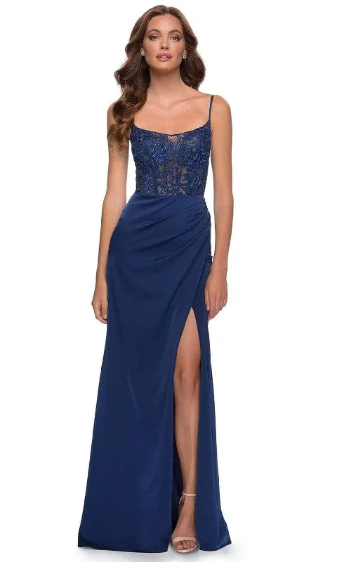 Effortless Everyday Wear La Femme - 29888 Scoop Laced A-Line Simple Prom Evening Gown