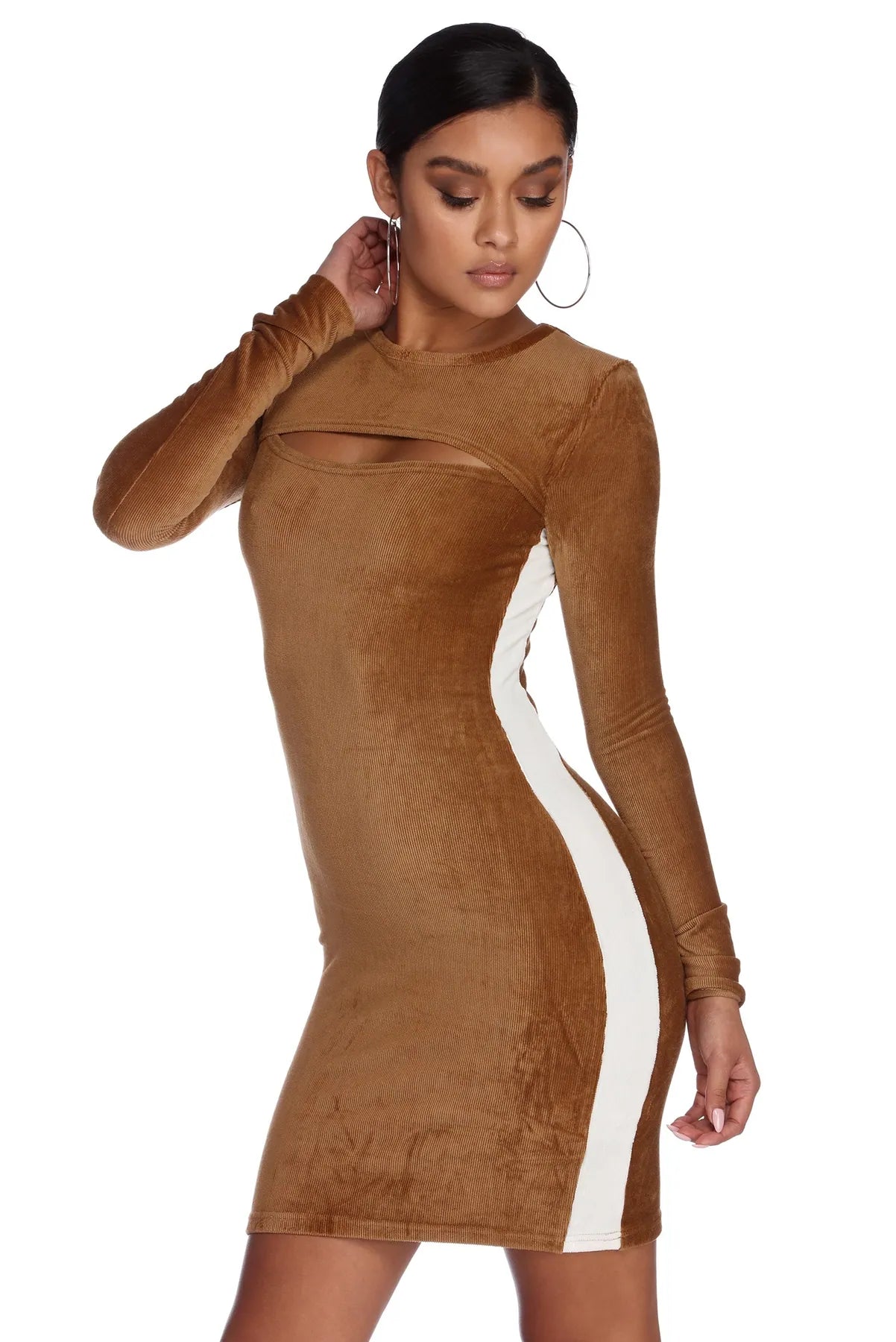 Weekend Sale Warm Down Corduroy Mini Dress