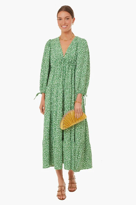 Online Boutiques Green Ditsy Floral Mila Midi Dress