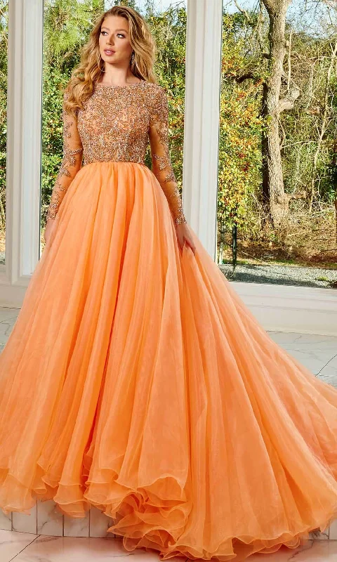 Casual Chic Clothing Rachel Allan 50167 - Long Sleeve Backless Evening Gown