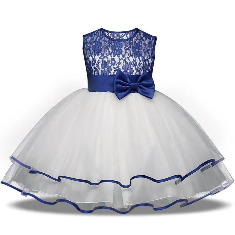 Women's Clothing Boutique Girls Dress Princess Lace Flower Girl Dress 4-10 Years Red Blue