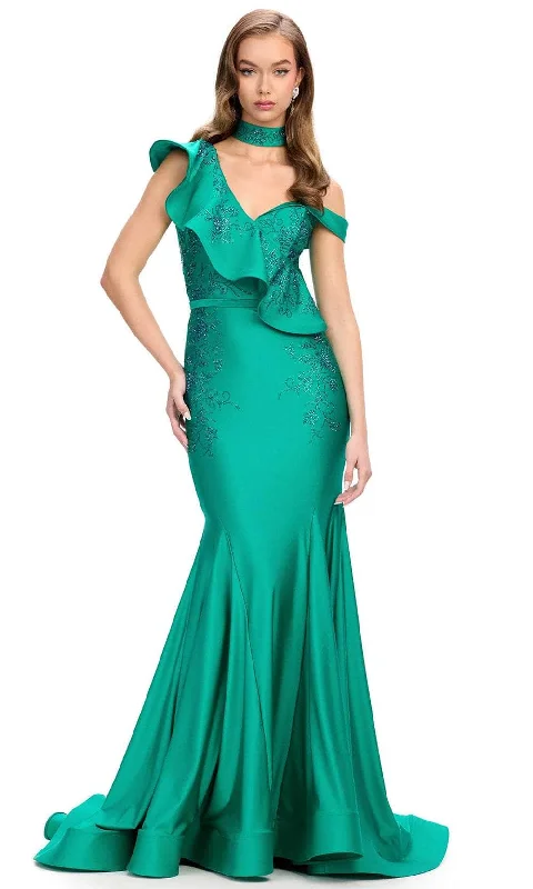 Stylish Statements Ashley Lauren 11708 - One-Shoulder with Cascading Ruffle Evening Gown