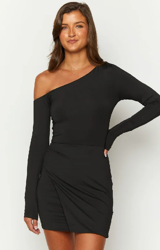 Vibrant Styles Antonio Black Long Sleeve Mini Dress