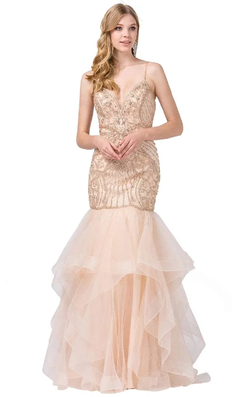 Wardrobe Essentials Dancing Queen - 2523 Bead-Adorned Plunging Sweetheart Trumpet Gown