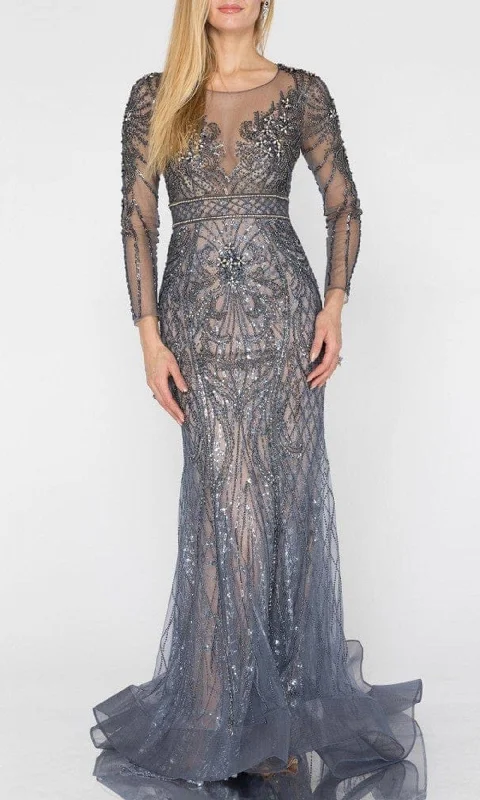 Luxury Women’s Fashion Terani Couture - 1922GL0670 Long Sleeve Beaded Sheath Gown