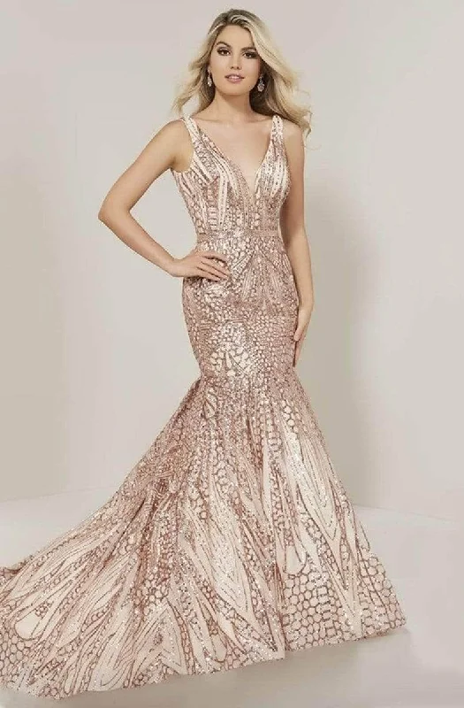 Vibrant Styles Tiffany Designs - Sequin Lace Mermaid Gown 16333 - 1 pc Rose Gold In Size 20 Available