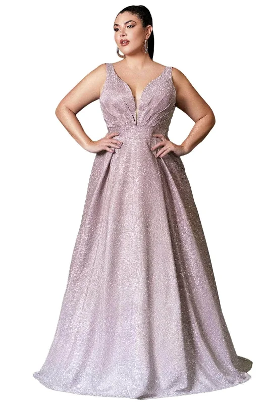 Gorgeous Glamour Collection Ladivine 9174C - Plunge V-neck Pleated A-line Gown