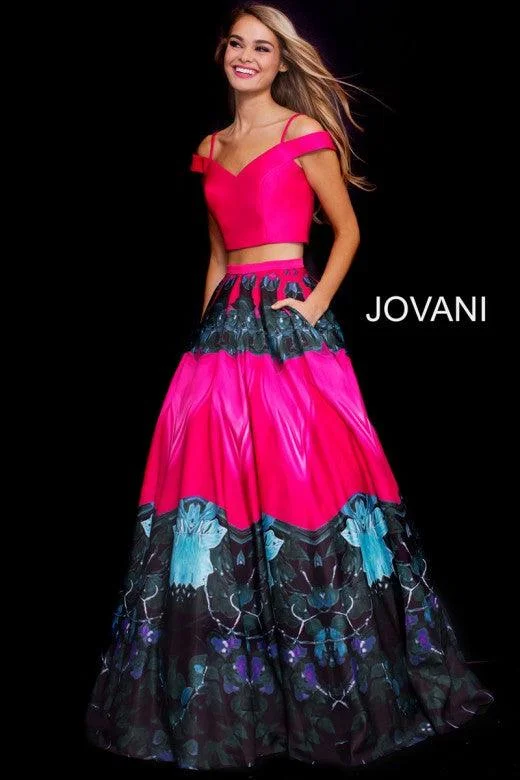 Elegant Styles Jovani 60568 Two Piece Long Print Prom Ball Gown