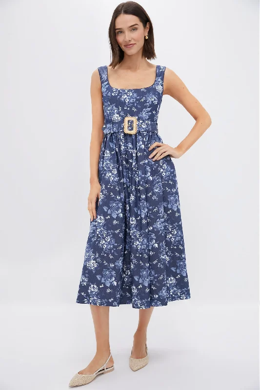 Fashion Deal Floral Navy Mackenzie Denim Twill Dress