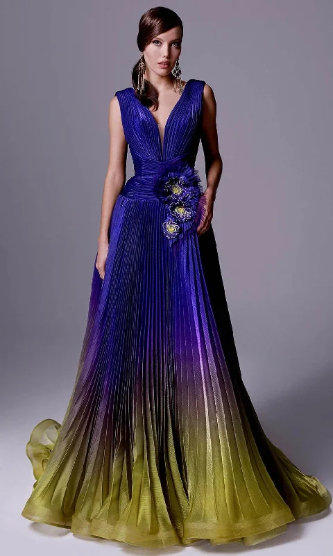 You'Ll Love Us Because MNM Couture 2708 - V-Neck Pleated Prom Gown