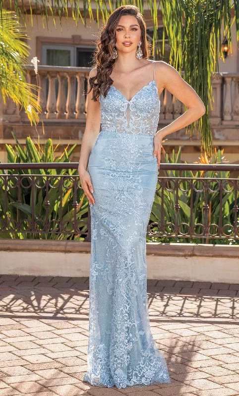 Trend Alert Dancing Queen 4357 - Deep V-Neck Embroidered Prom Gown