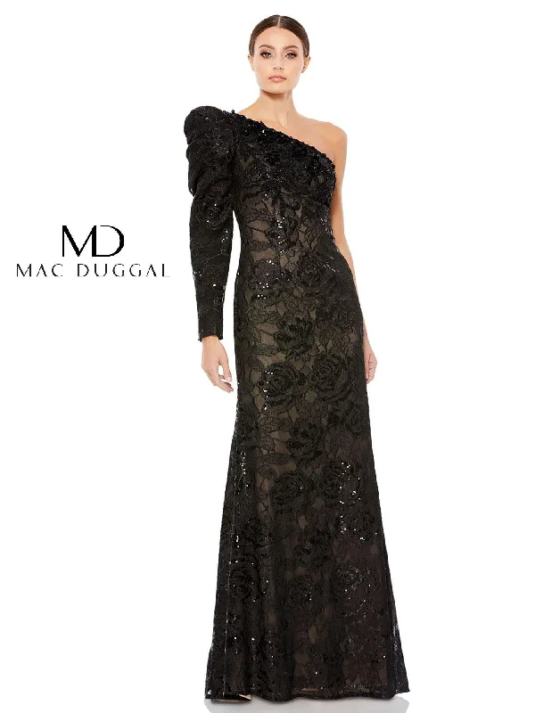 Stylish Savings Mac Duggal 12444 Long Formal Floral Lace Dress