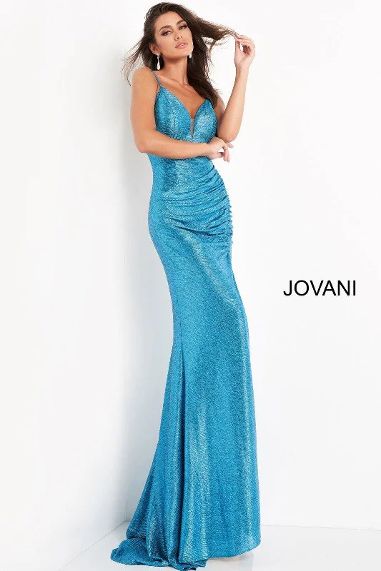 Signature Style Essentials Jovani 06368 Ruched Waist Metallic Prom Dress