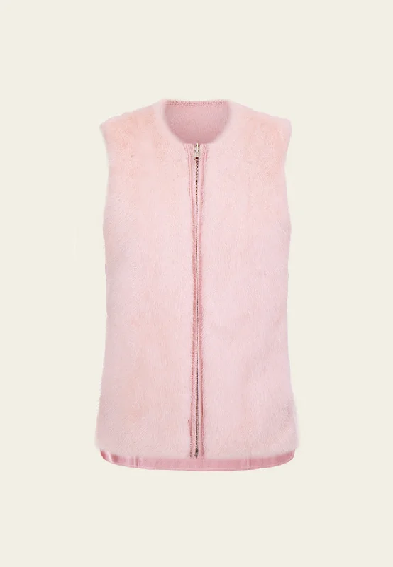 New Season Fashion Preview Knitted Fur-panelled Gilet