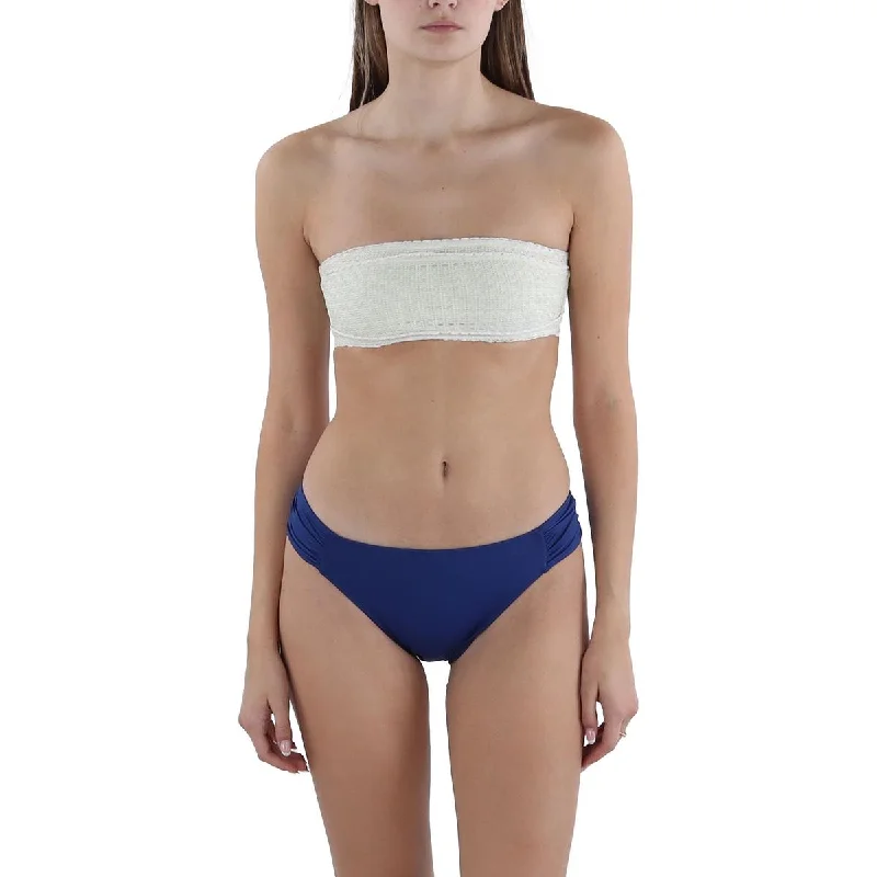 End of Season Sale Womens Solid Shirred Swim Bottom Separates