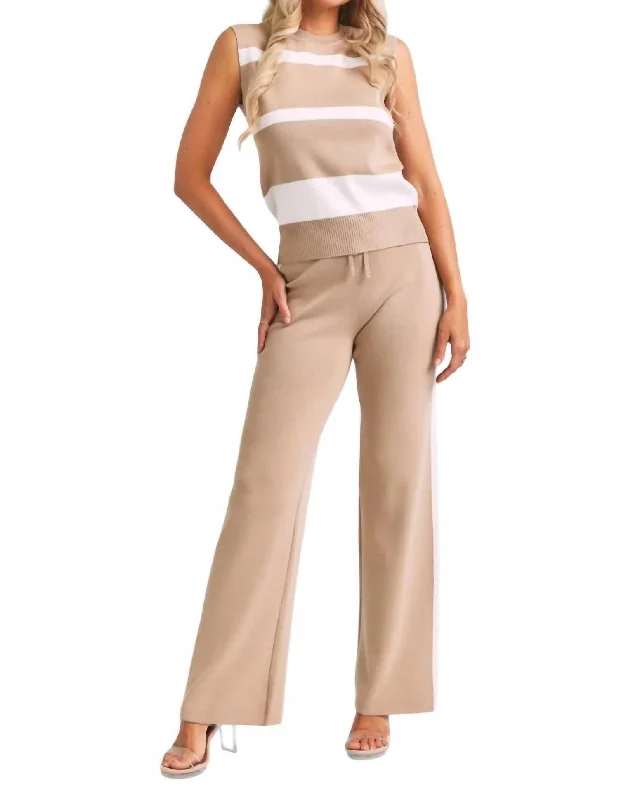 The Epitome Of Modern Women's Fashion Bliss Knit Pant In Beige