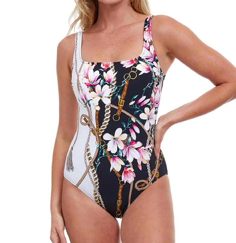 Vibrant Styles Square Neck One Piece Swimsuit In Got Amalfi Coast