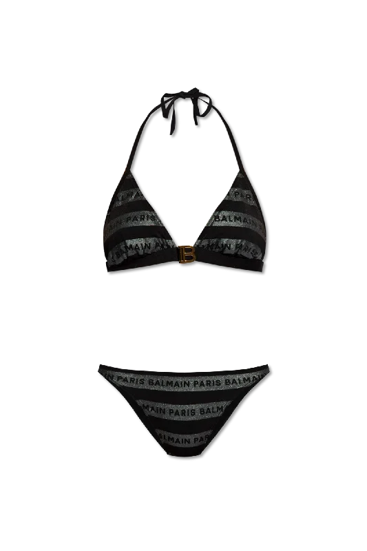 Limited Styles Balmain Bikini With Logo In Black - 38