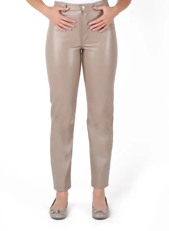 Trendy Urban Attire Laura Straight Fit Trousers In Pale Taupe