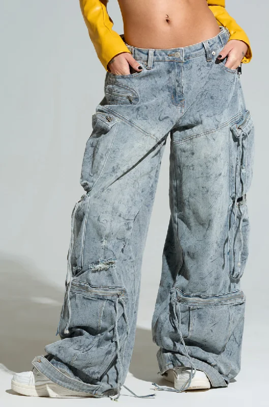 Flash Sale Or Flash Sales PLACES TO BE RELAXED CARGO DENIM JEANS