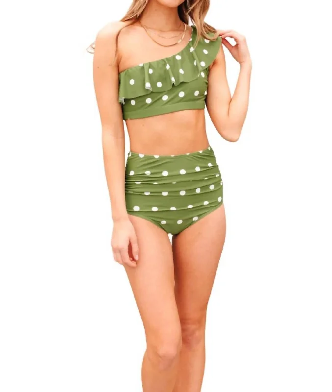 Save Big Polka Dot Oasis Swimsuit Bottoms In Green