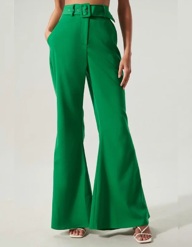 Innovate Your Wardrobe Power Moves Bell Bottom Pant In Kelly Green