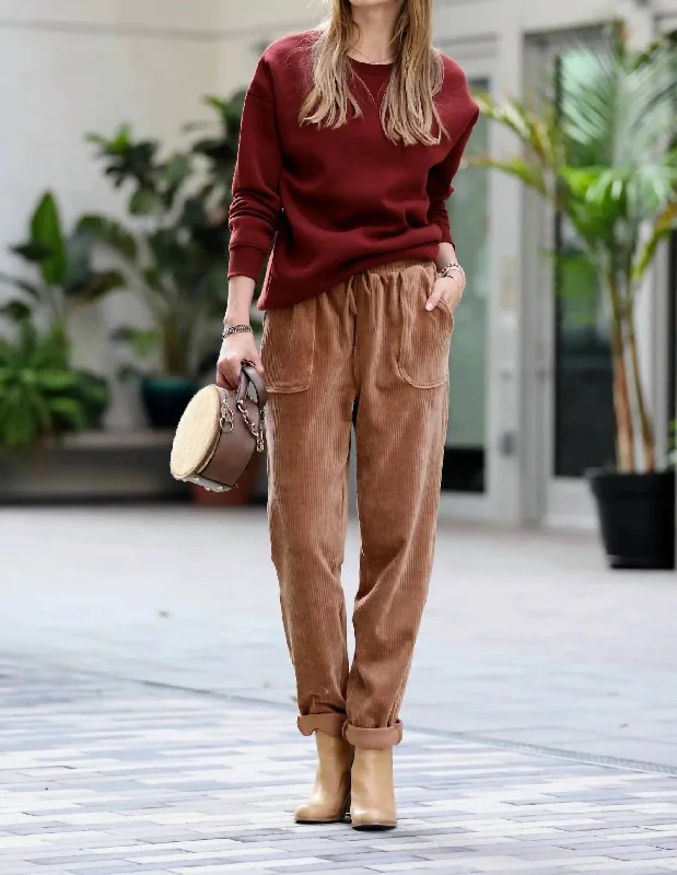 Stylish Savings Corduroy Cuffed Pants In Deep Camel